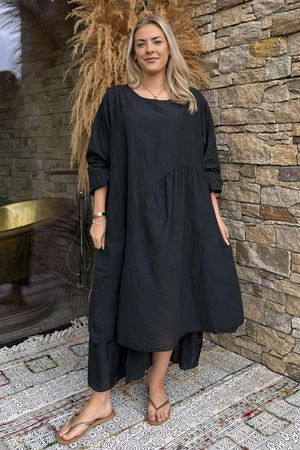 Made in Italy Purdy Pure Cotton Smock Dress Black